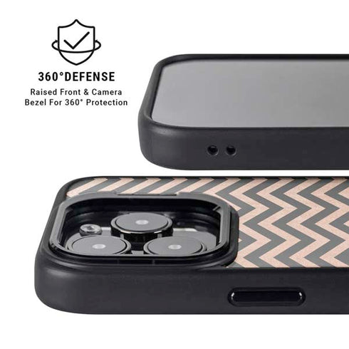 Rose Gold Chevron Split iPhone 16 Pro Kickstand Case